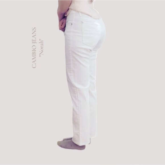CAMBIO PREMIUM JEANS "Norah" Limited Edition Comfy White Midrise Straight Jeans - Picture 1 of 16